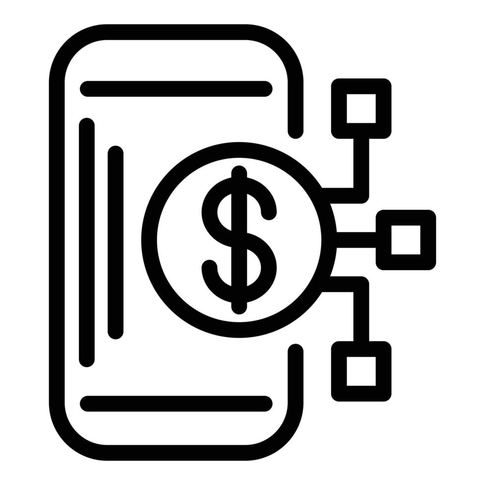 Banking card mobile icon, outline style vector