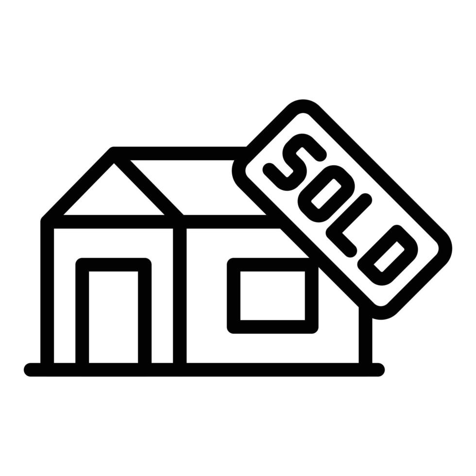 Sold house icon, outline style vector