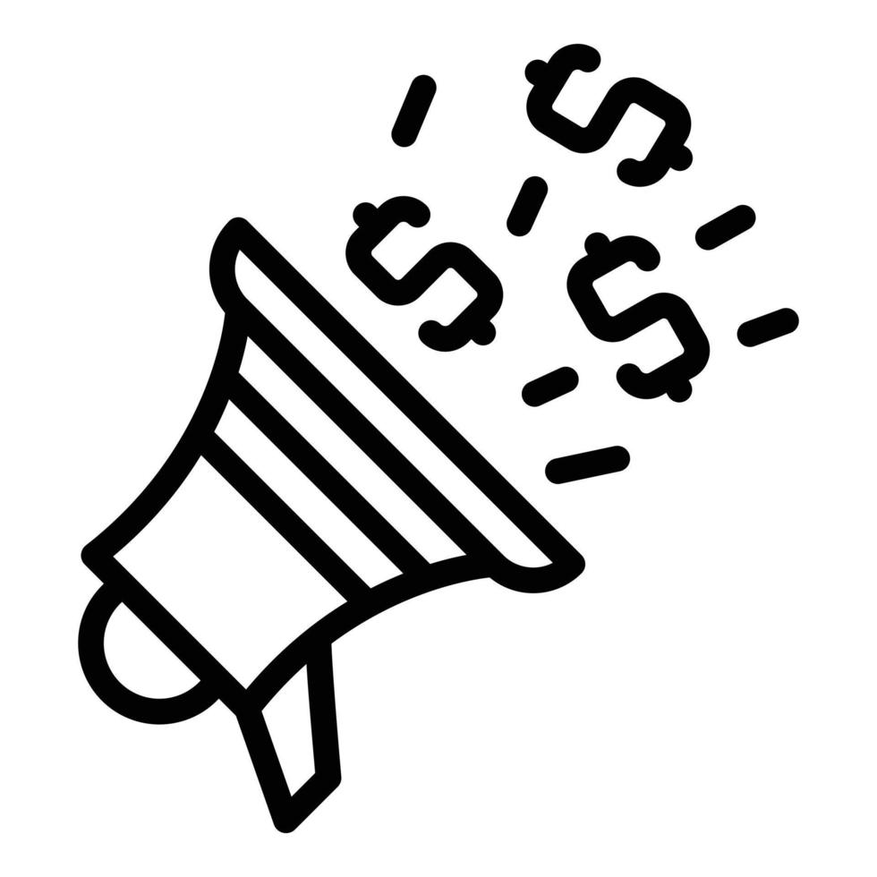Megaphone offers icon, outline style vector