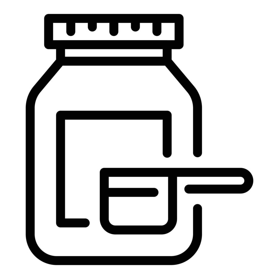 Sport nutrition protein jar icon, outline style vector