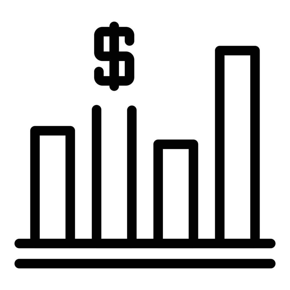 icono de gráfico de ganancias, estilo de esquema vector