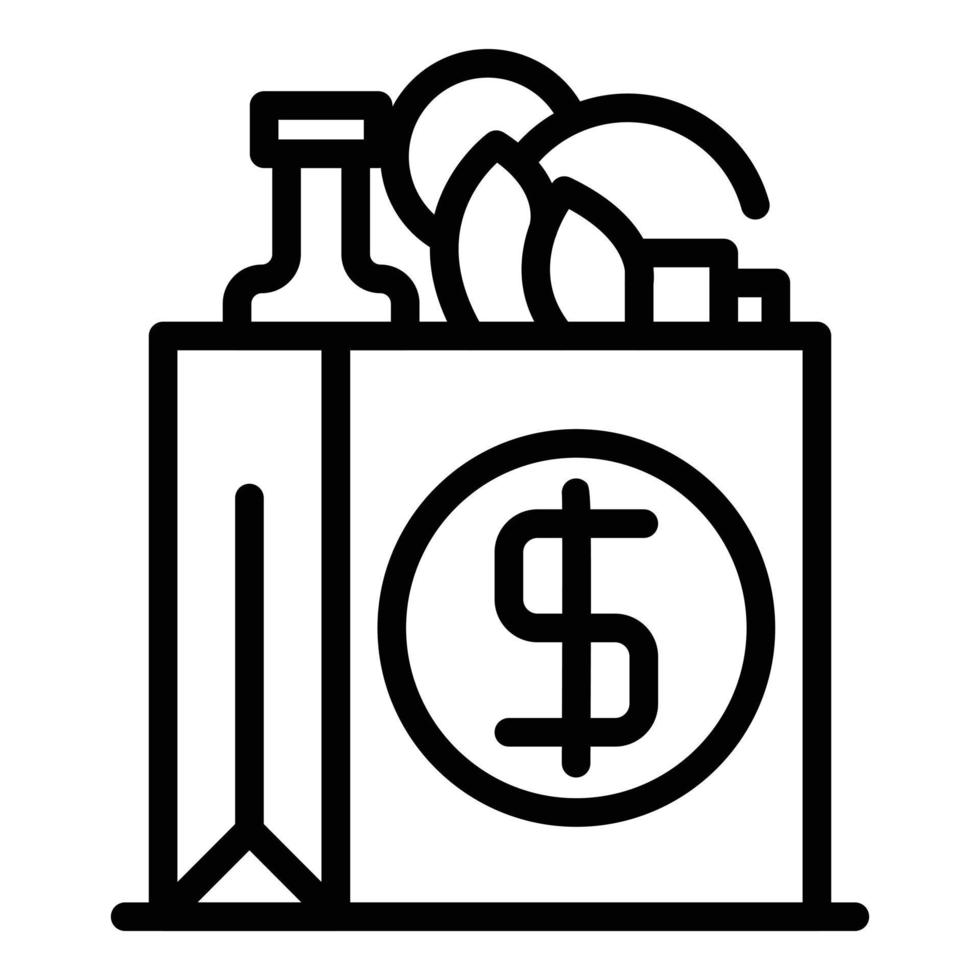 icono de bolsa de compras, estilo de esquema vector