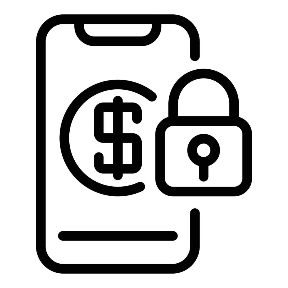 Lock mobile pay icon, outline style vector