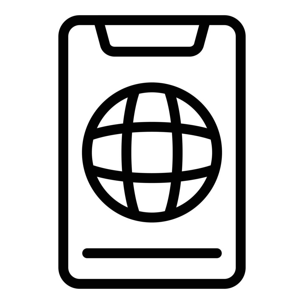 Globe phone icon, outline style vector