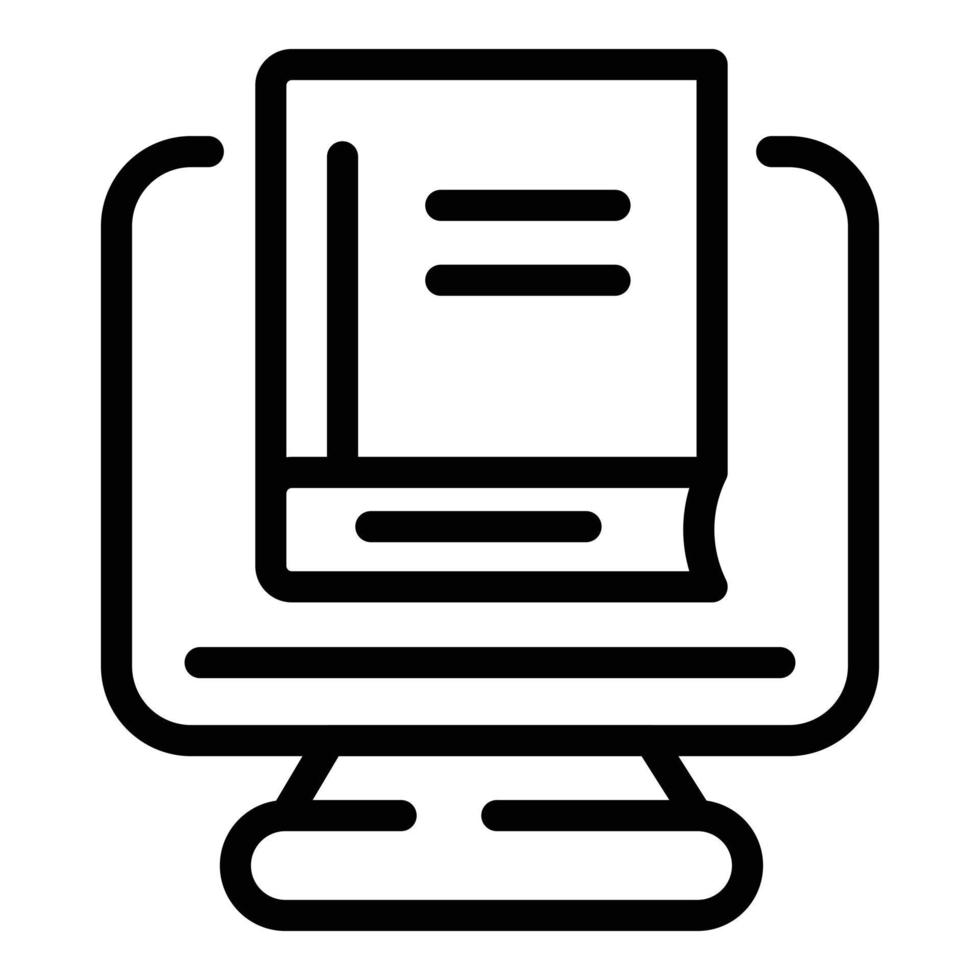 icono de aprendizaje del monitor, estilo de esquema vector