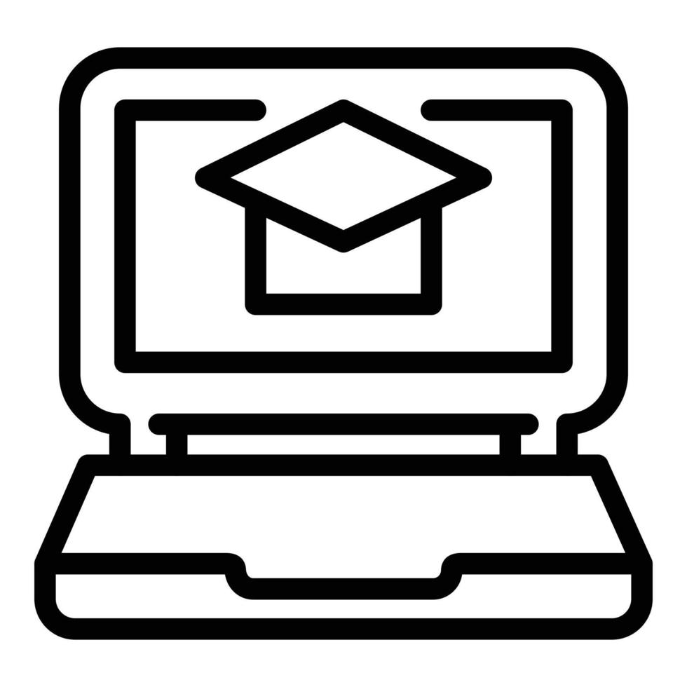 Laptop study section icon, outline style vector