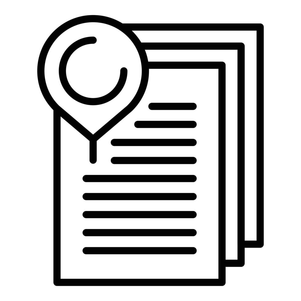 Pin paper report icon, outline style vector