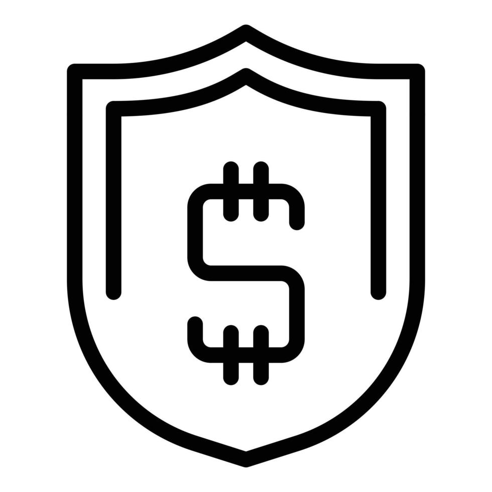 Shield dollar icon, outline style vector