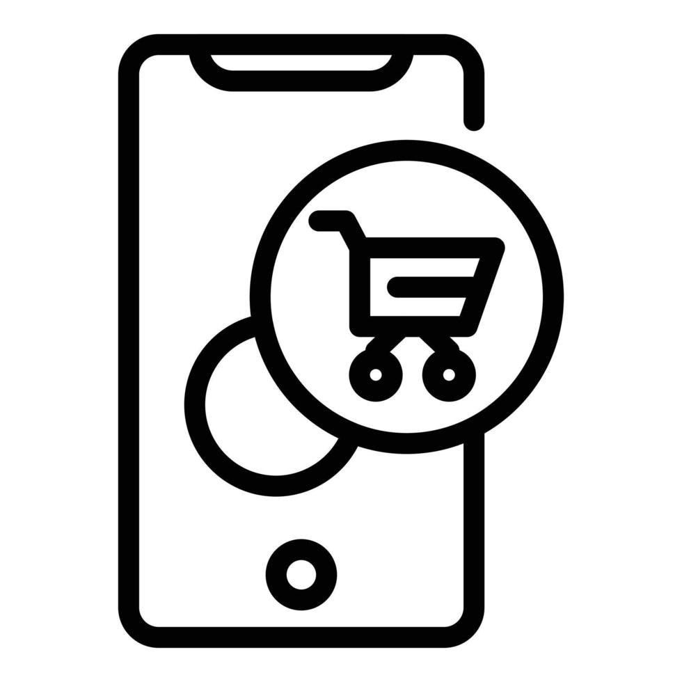 Shop mobile app icon, outline style vector