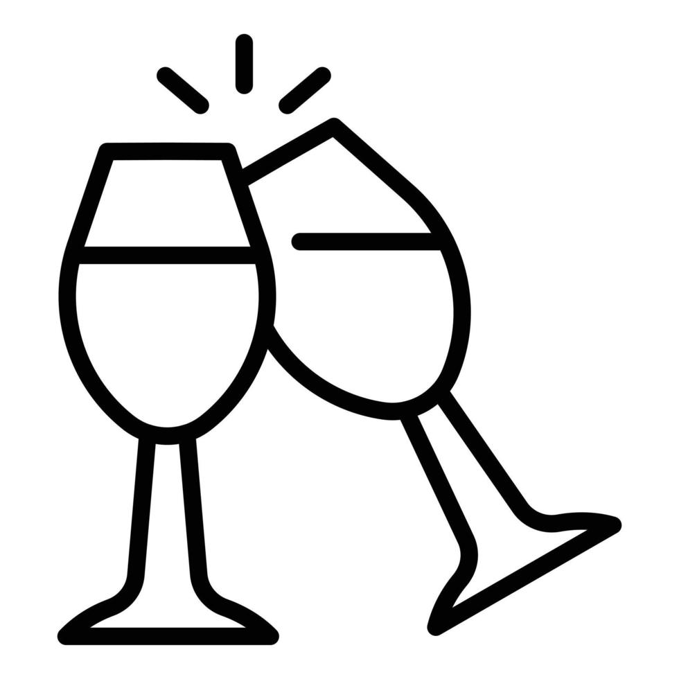 Cheers glass wine icon, outline style vector