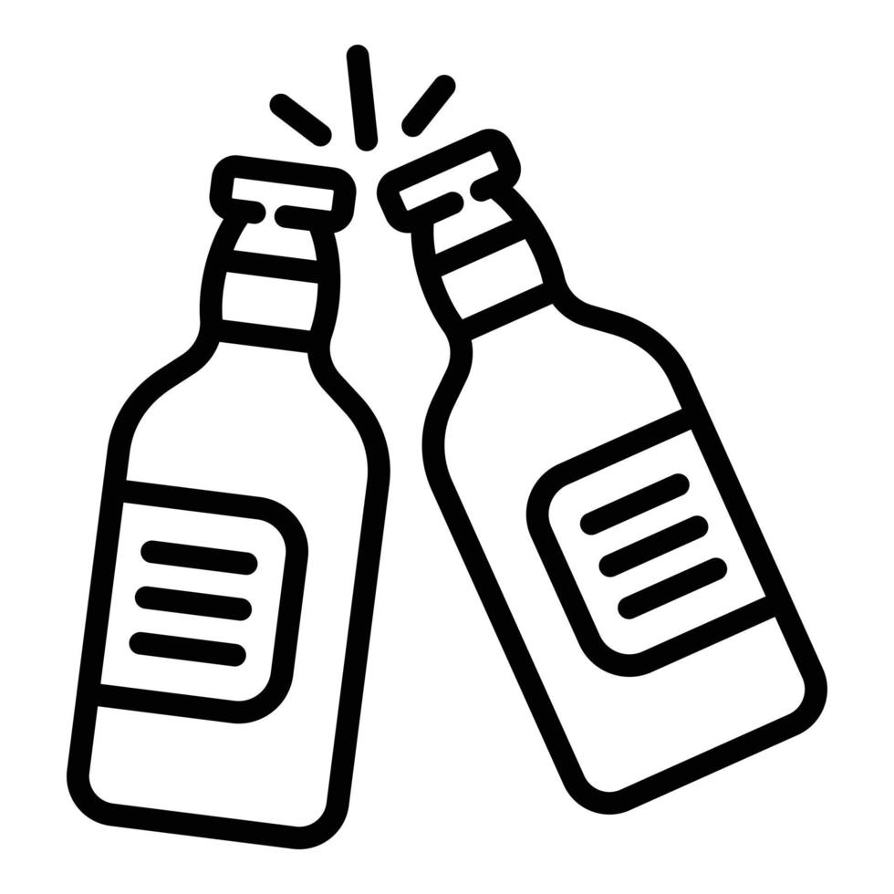 Bottle beer cheers icon, outline style vector