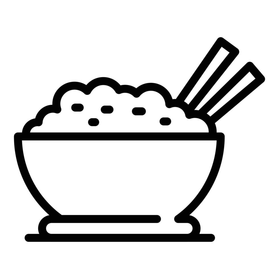 Rice bowl icon, outline style vector