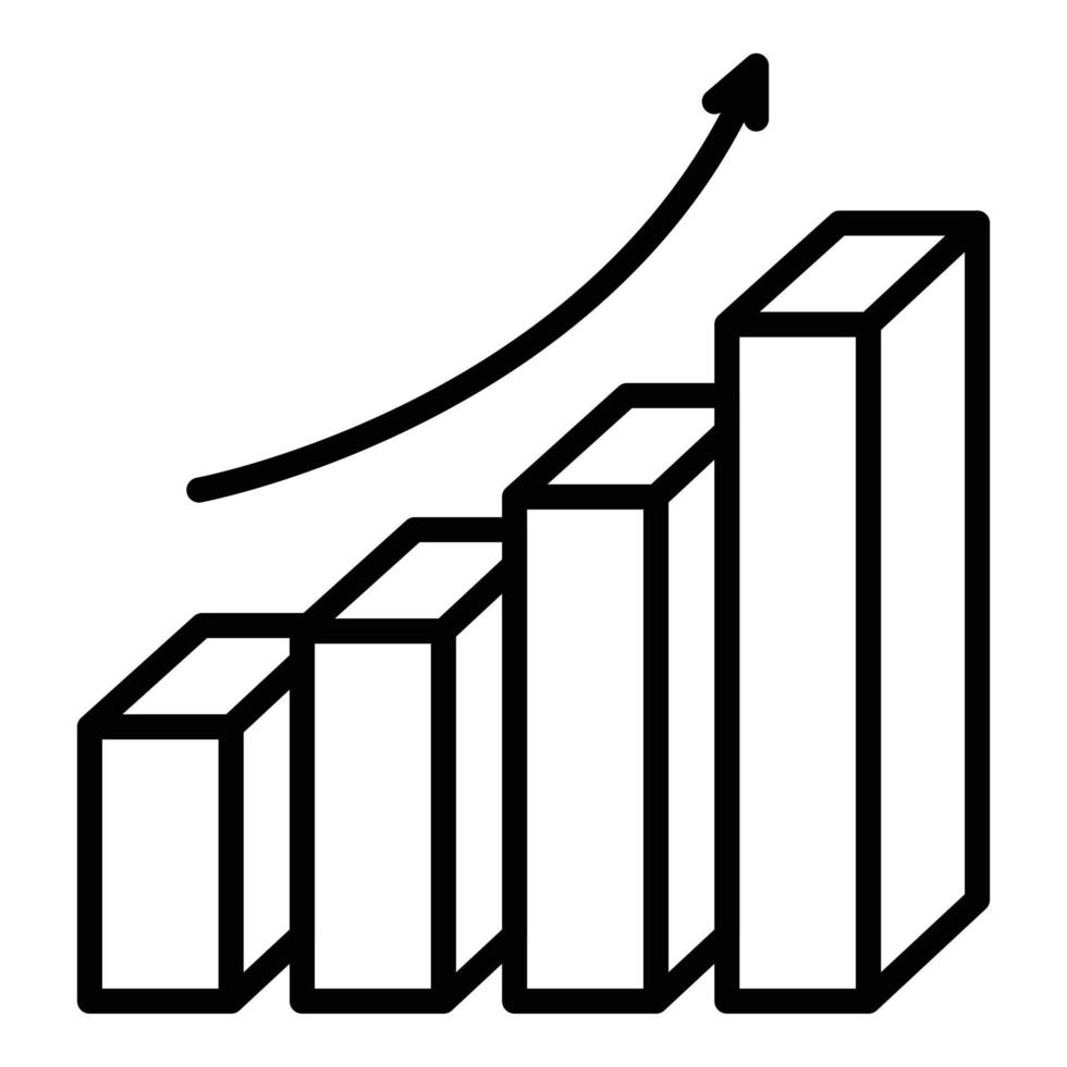 icono de informe de gráfico de crecimiento, estilo de esquema vector