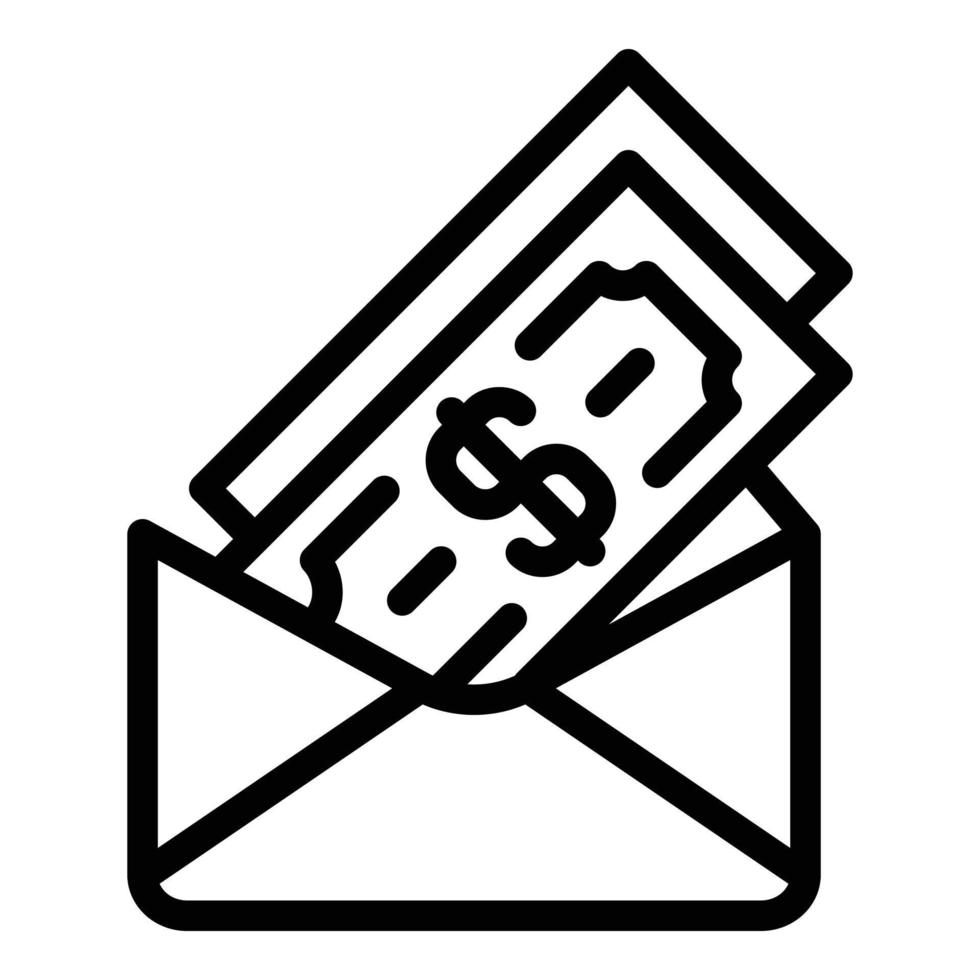 Money envelope icon, outline style vector