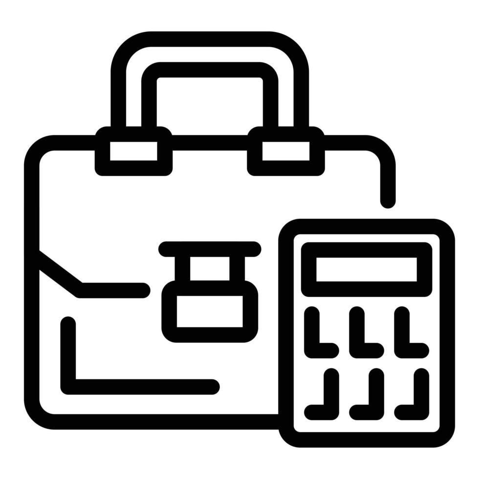 Suitcase and calculator icon, outline style vector