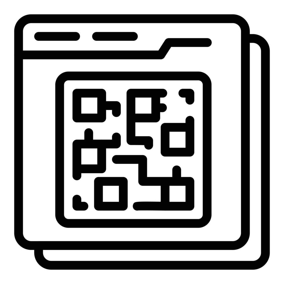 icono de código qr, estilo de esquema vector