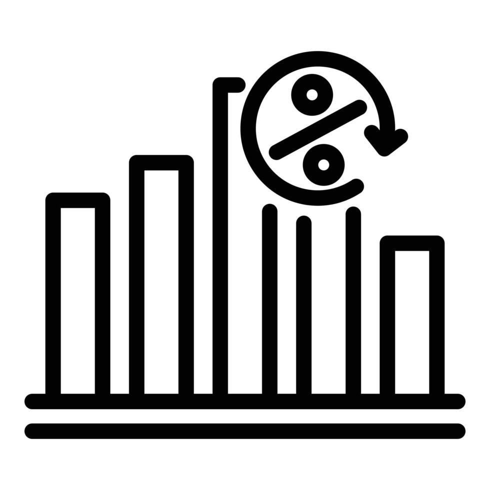 Graph percent icon, outline style vector