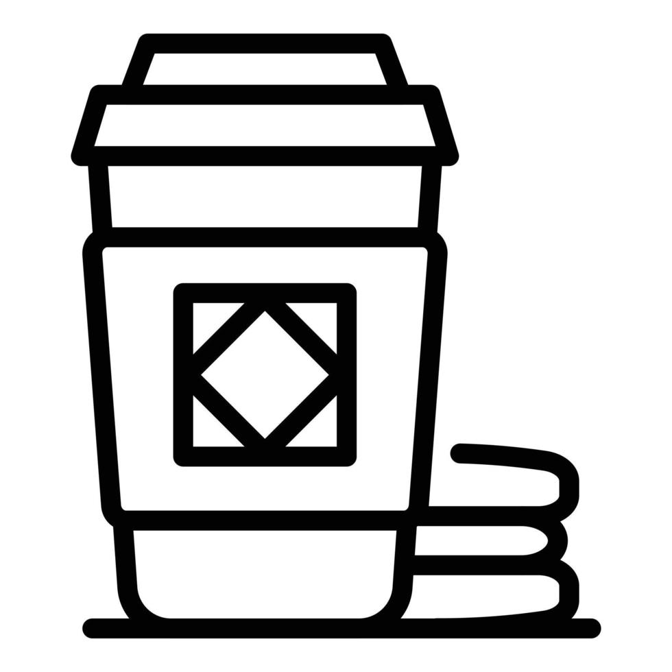 icono de taza de café para llevar, estilo de esquema vector