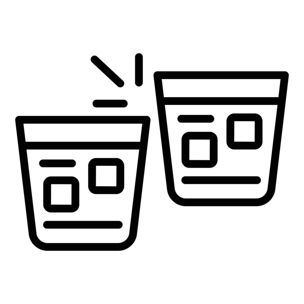 Cheers cognac glasses icon, outline style vector