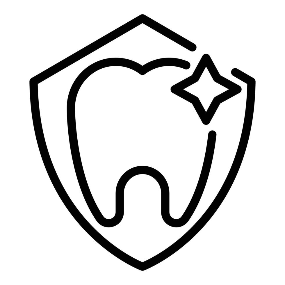 icono de escudo dental, estilo de contorno vector