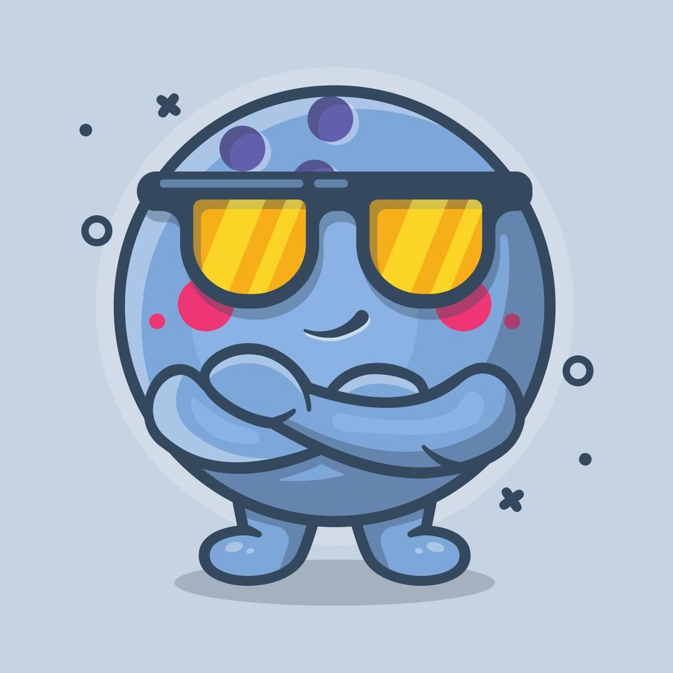 cute bowling ball character mascot with cool expression isolated cartoon in flat style design vector