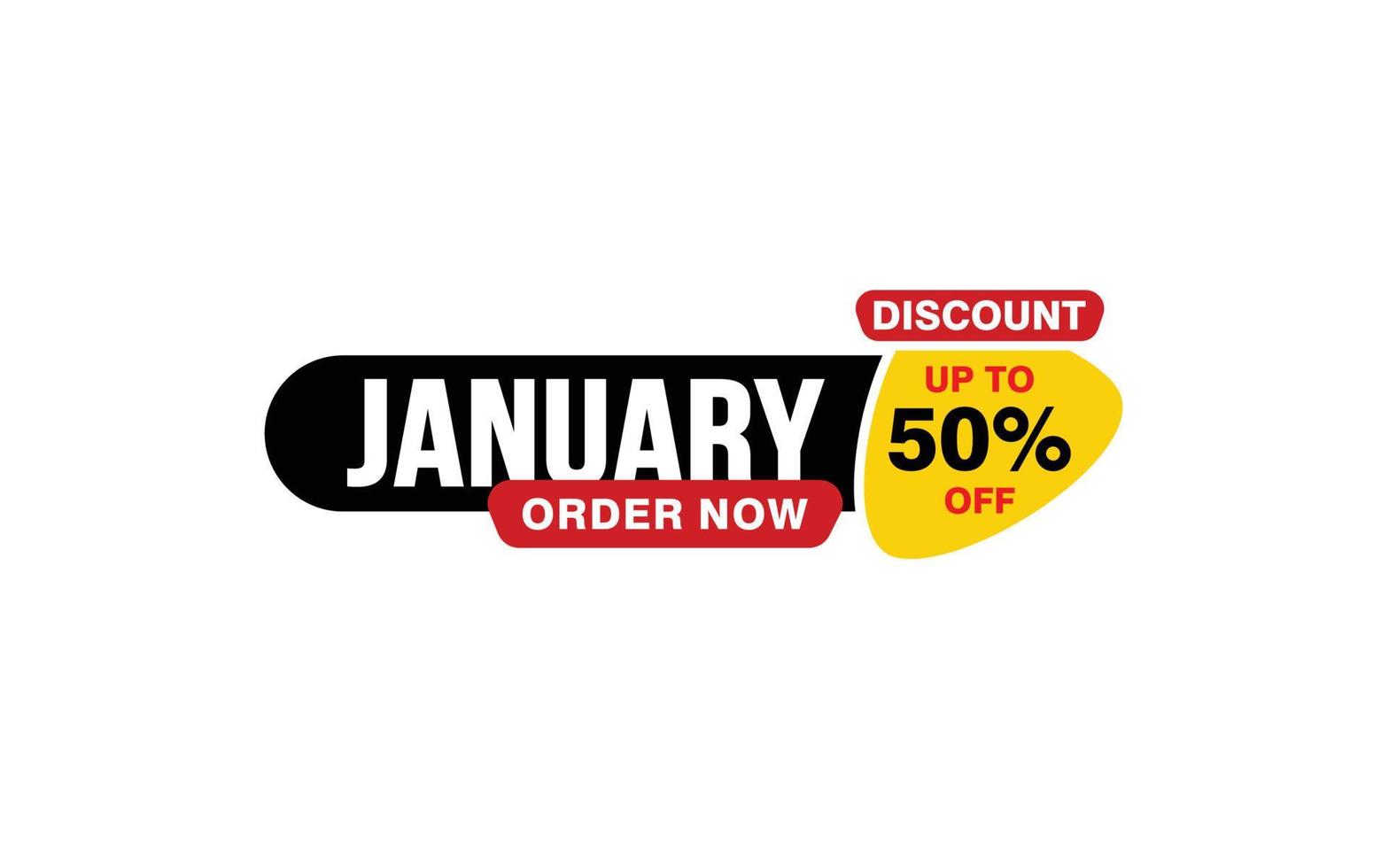 50 Percent JANUARY discount offer, clearance, promotion banner layout with sticker style. vector