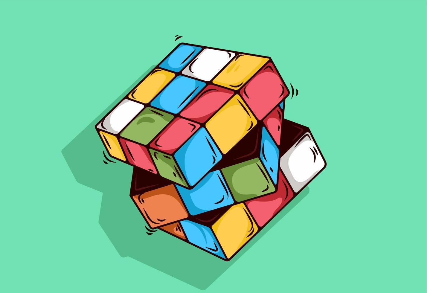 cute cube illustration, a concept in cartoon vector