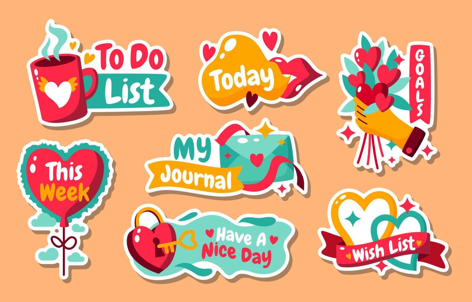 Valentines Sticker Journal vector
