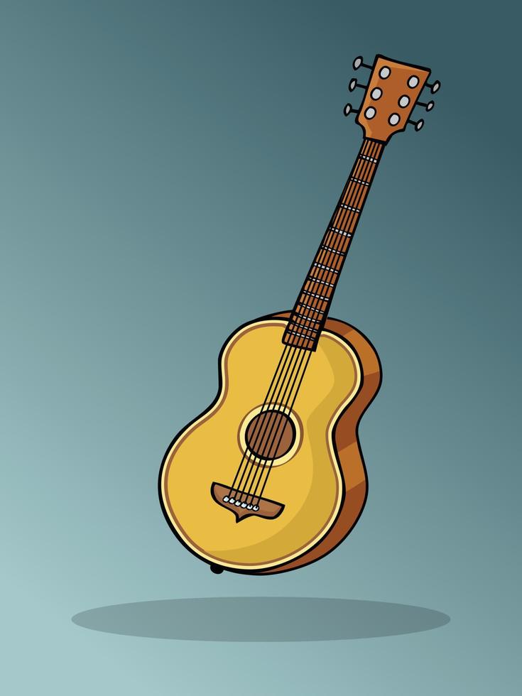 Vector acoustic guitar abstract colorful drawing vector pro