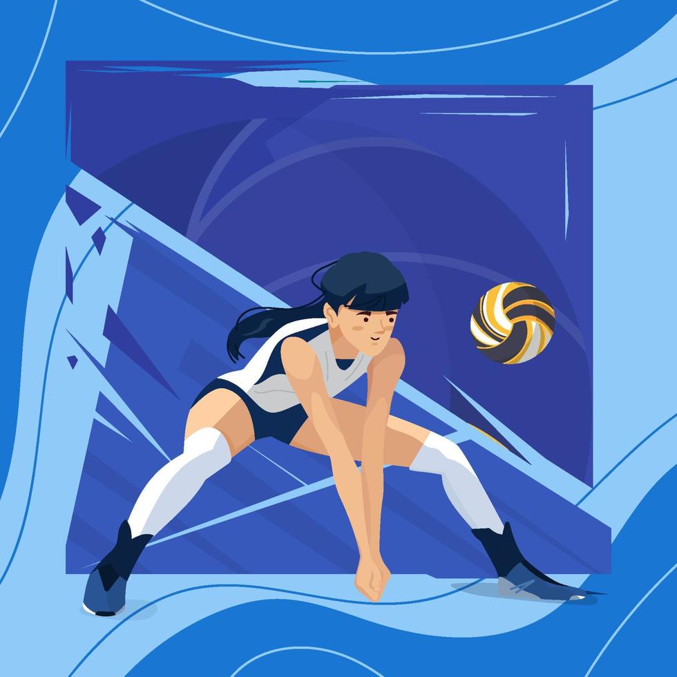 Woman Volley Player Serving The Ball Concept vector