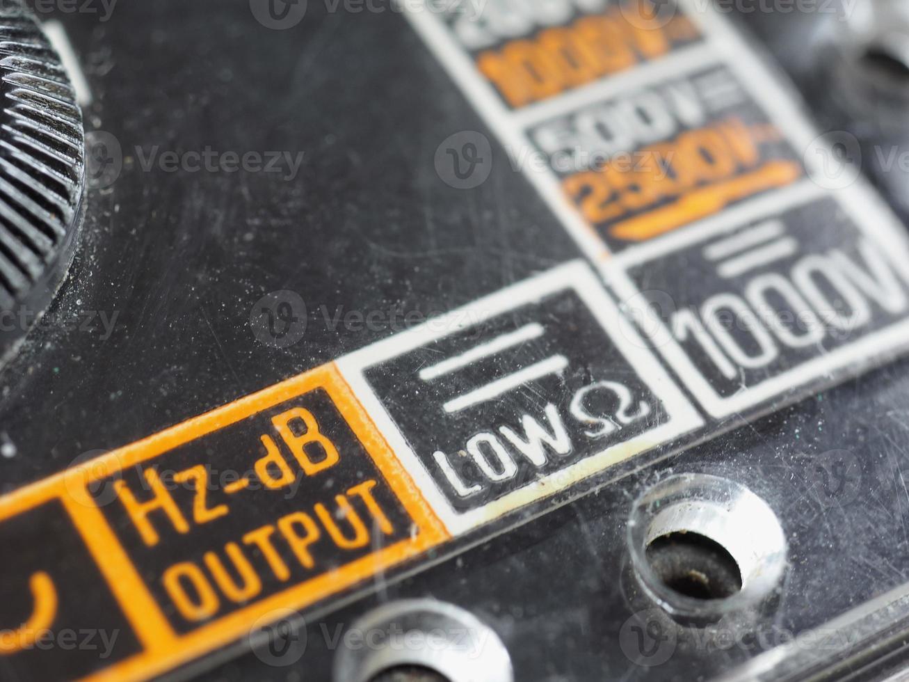 electrical symbol on vintage analog multimeter photo