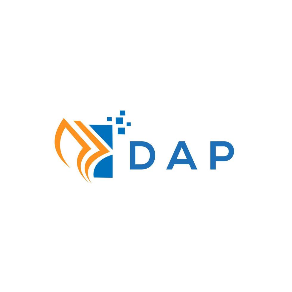 diseño de logotipo de contabilidad de reparación de crédito dap sobre fondo blanco. dap creative iniciales gráfico de crecimiento letra logo concepto. diseño del logotipo de finanzas empresariales dap. vector