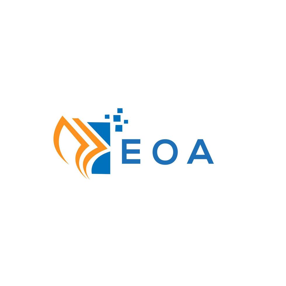 diseño de logotipo de contabilidad de reparación de crédito eoa sobre fondo blanco. concepto creativo del logotipo de la letra del gráfico de crecimiento de las iniciales de eoa. diseño del logotipo de finanzas empresariales eoa. vector
