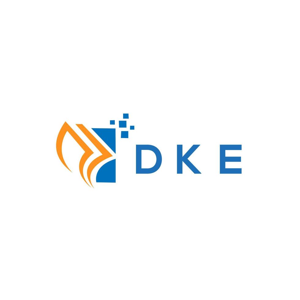 diseño de logotipo de contabilidad de reparación de crédito dke sobre fondo blanco. dke creative iniciales gráfico de crecimiento letra logo concepto. diseño del logotipo de finanzas empresariales dke. vector