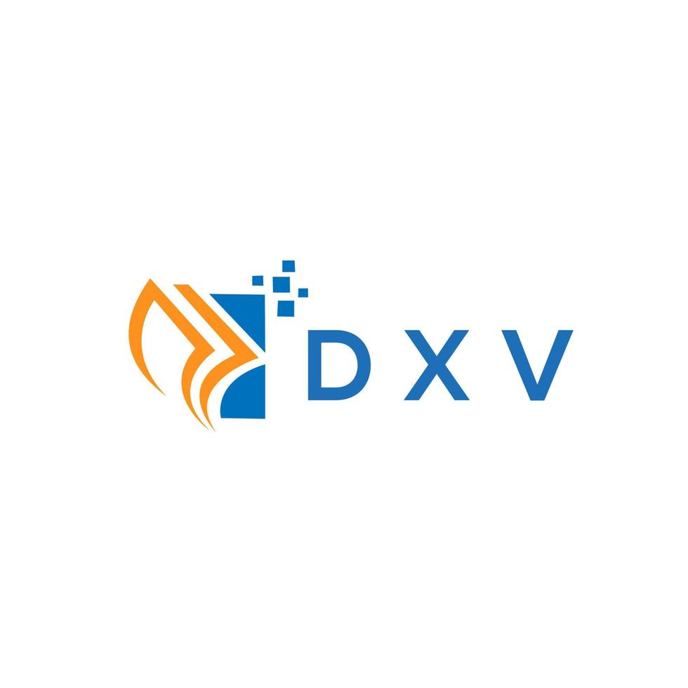 diseño de logotipo de contabilidad de reparación de crédito dxv sobre fondo blanco. dxv creative iniciales gráfico de crecimiento letra logo concepto. diseño del logotipo de finanzas empresariales dxv. vector
