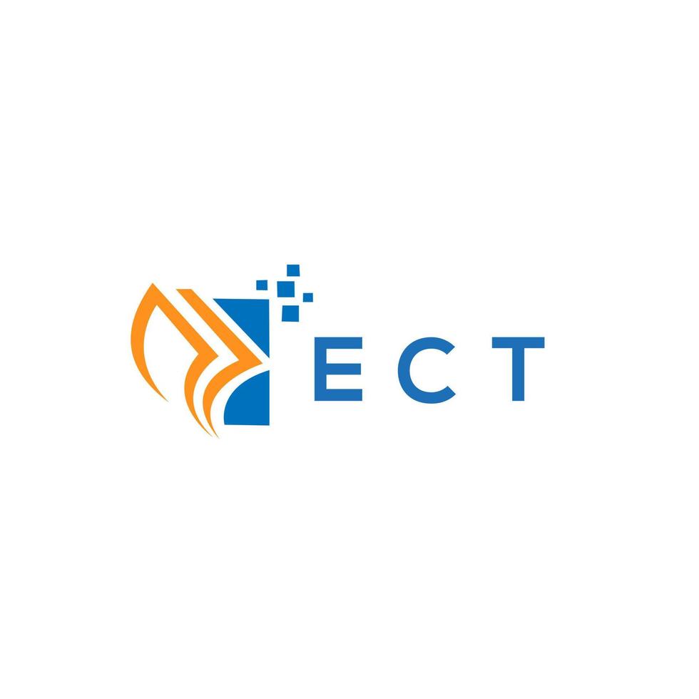 ECT credit repair accounting logo design on white background. ECT creative initials Growth graph letter logo concept. ECT business finance logo design. vector