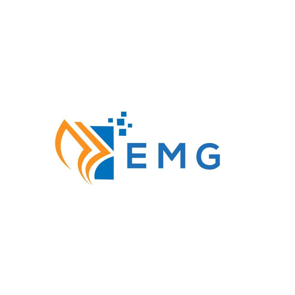 diseño de logotipo de contabilidad de reparación de crédito emg sobre fondo blanco. emg creative iniciales gráfico de crecimiento letra logo concepto. diseño del logotipo de finanzas empresariales emg. vector