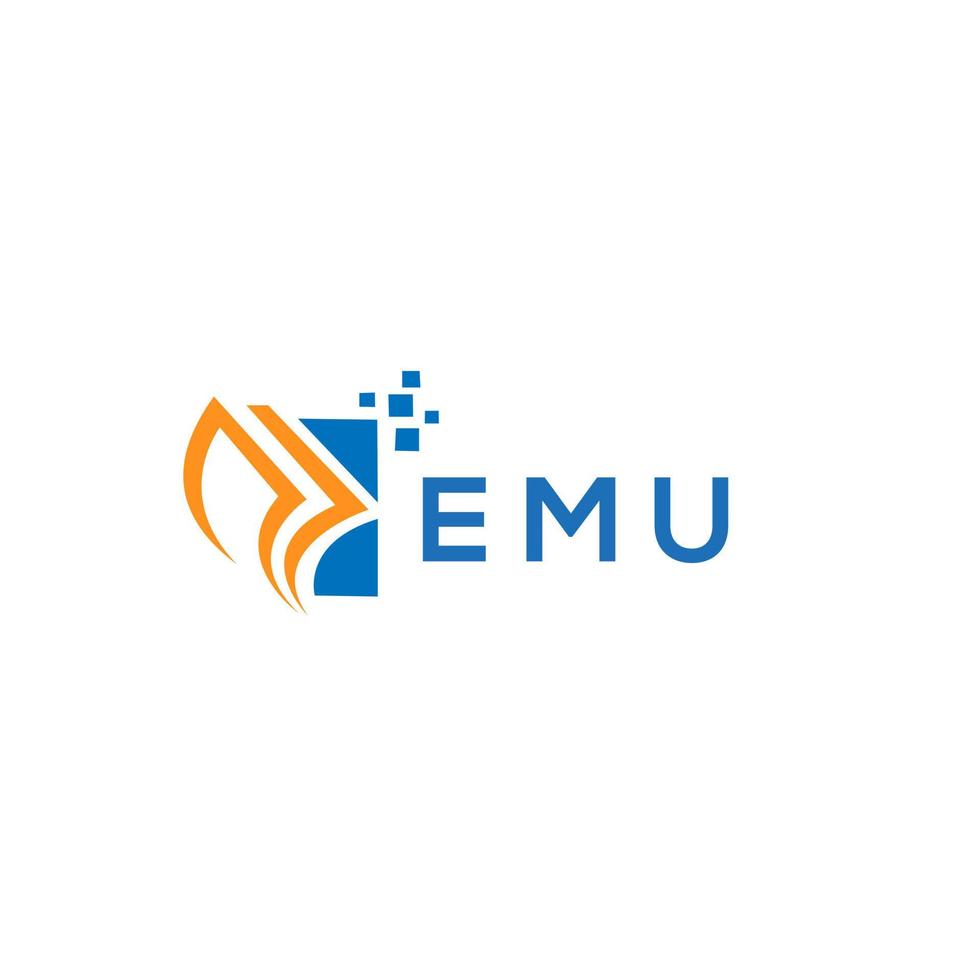 EMU credit repair accounting logo design on white background. EMU creative initials Growth graph letter logo concept. EMU business finance logo design. vector