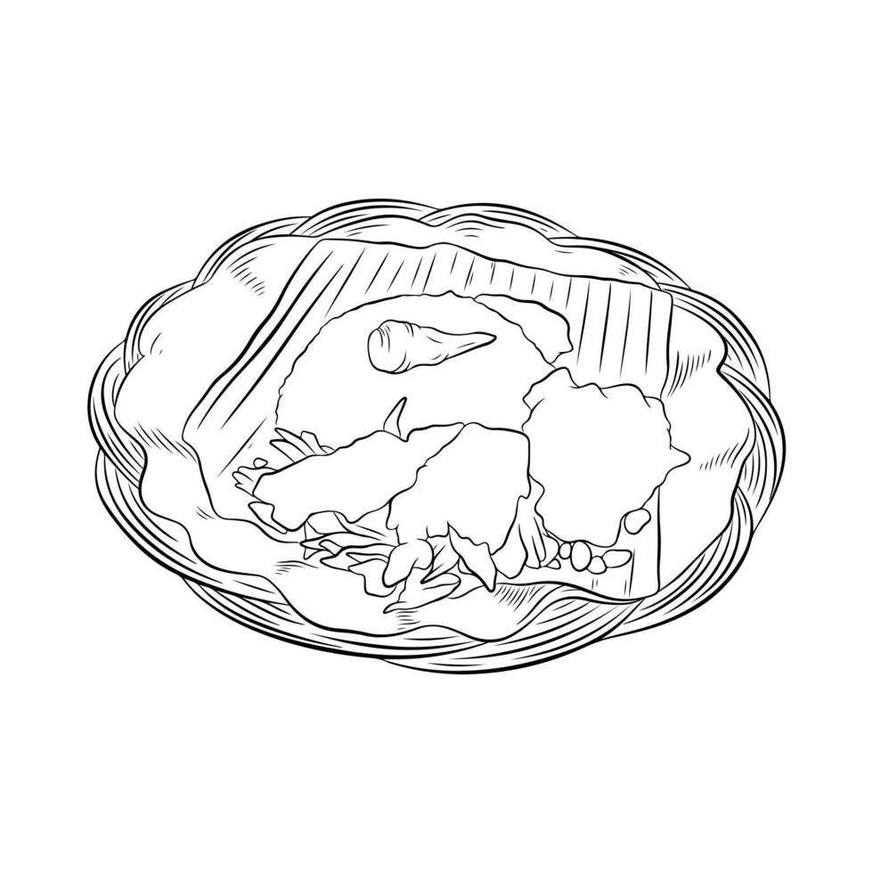 Engraving hand drawn nasi lemak vector