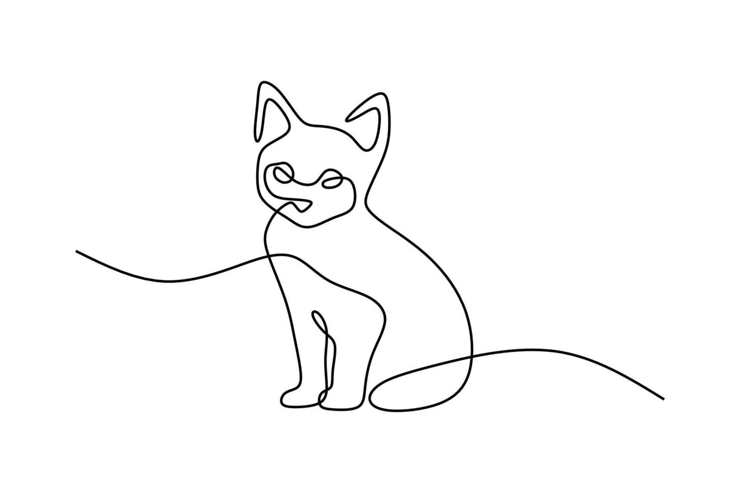 lindo gato mascota línea continua dibujada a mano arte lineal línea editable vector