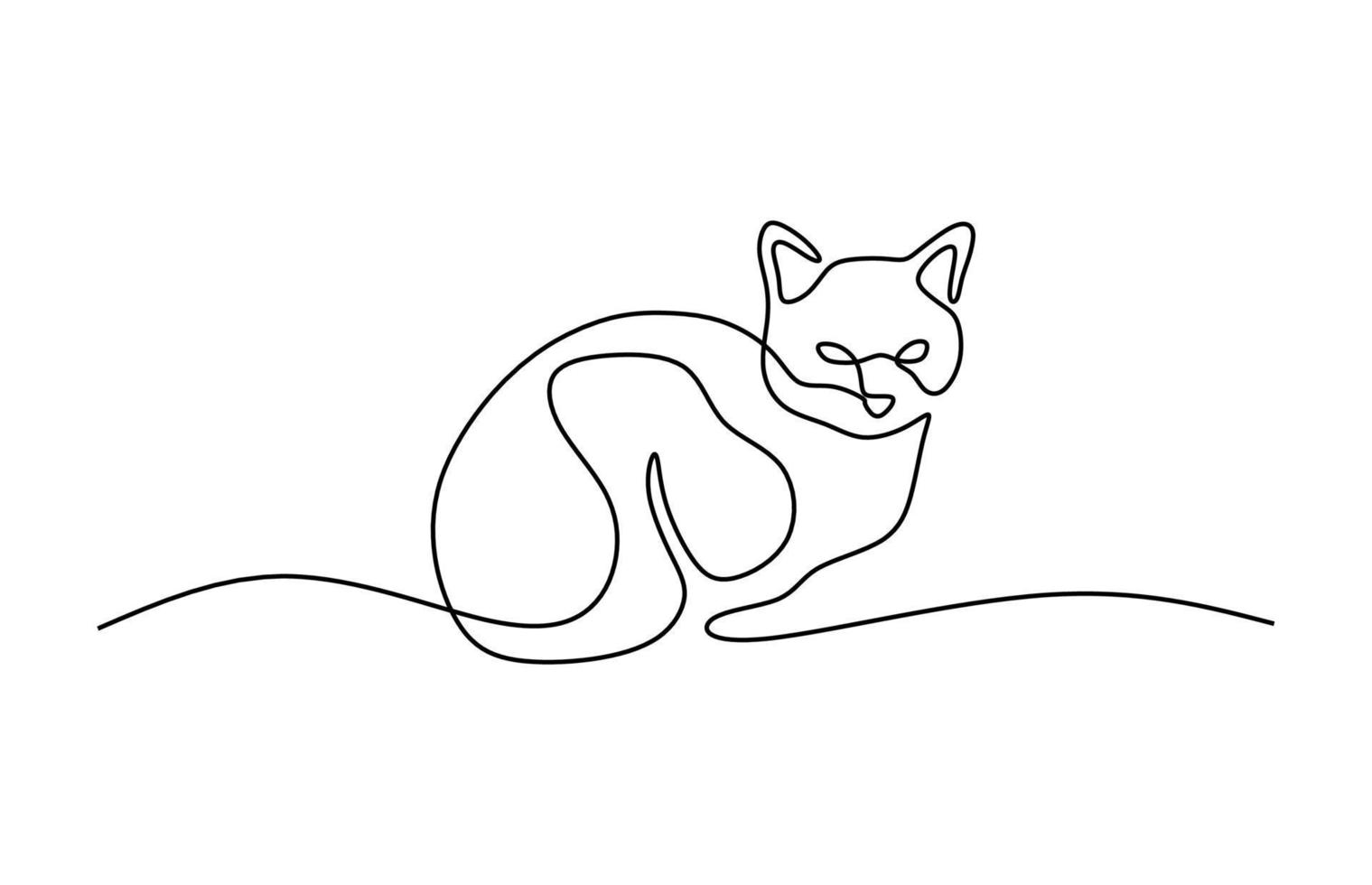 lindo gato mascota línea continua dibujada a mano arte lineal línea editable vector