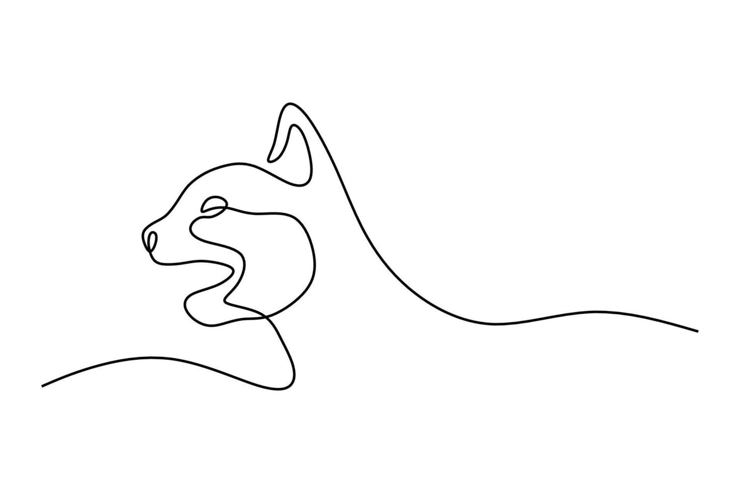 lindo gato mascota línea continua dibujada a mano arte lineal línea editable vector