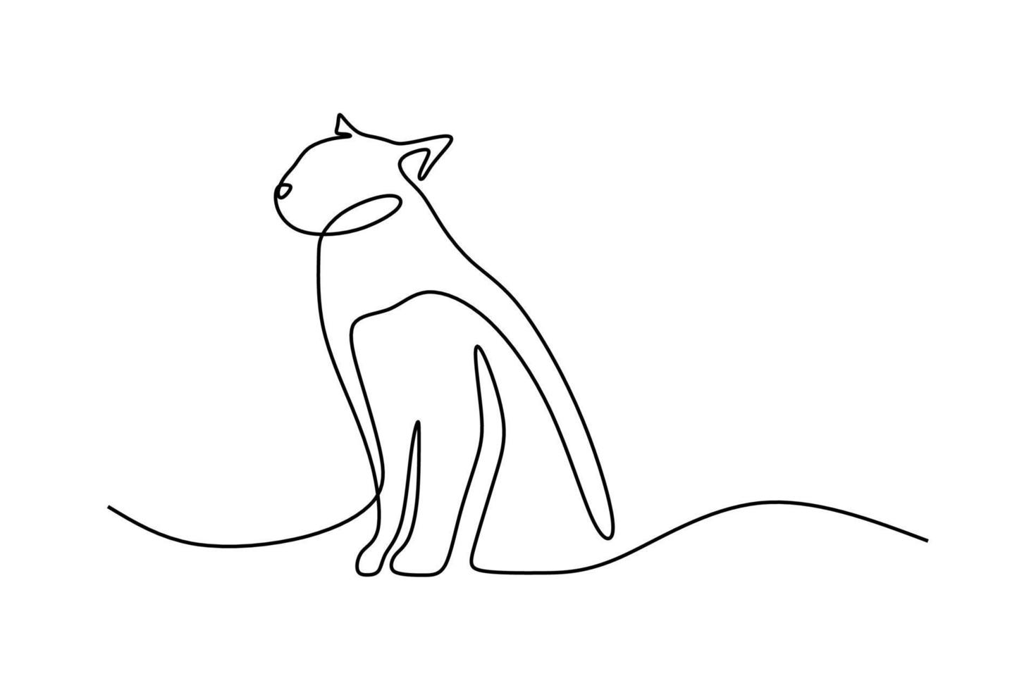 lindo gato mascota línea continua dibujada a mano arte lineal línea editable vector