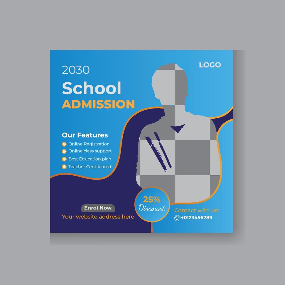 School Admission Social Media Post Template vector