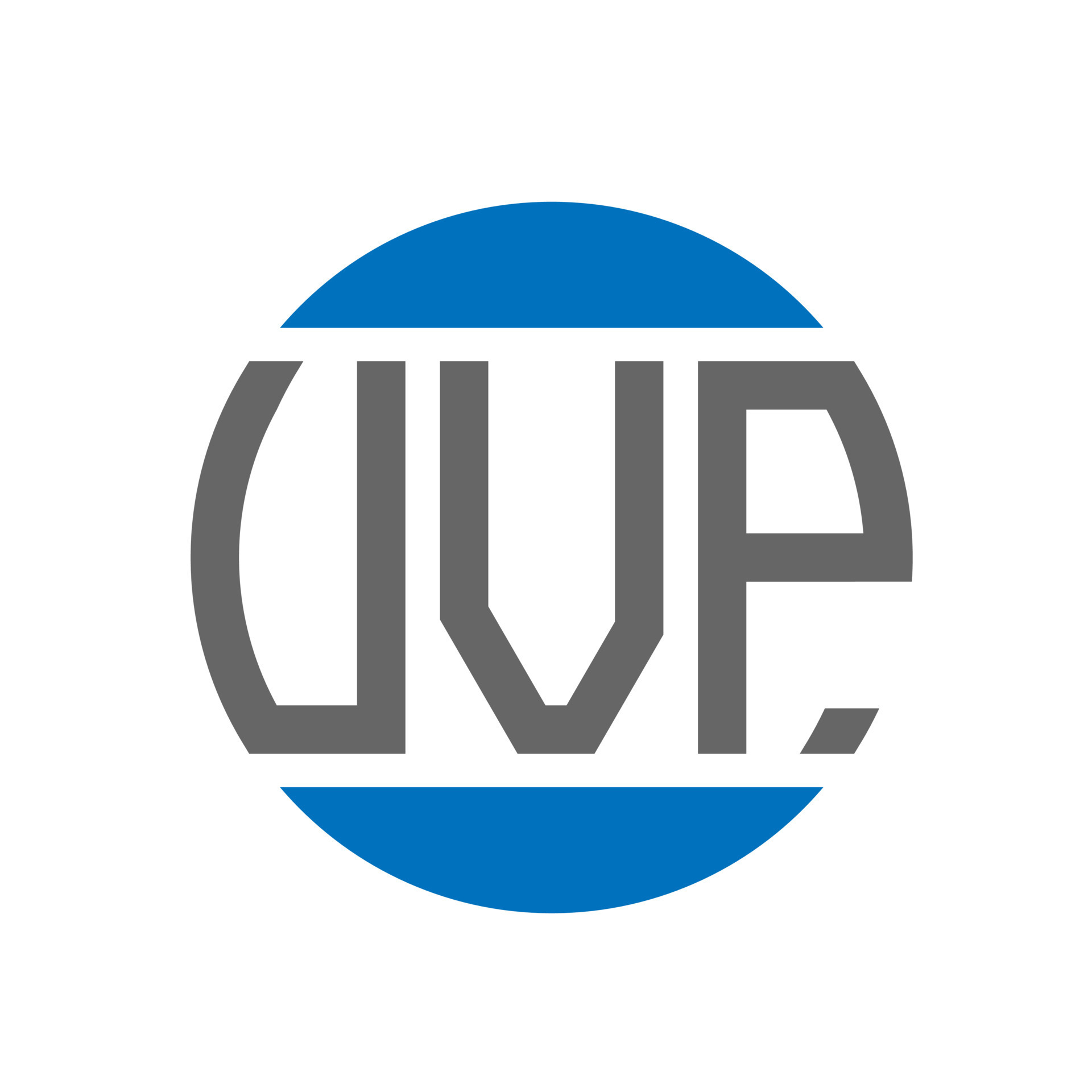 diseño de logotipo de letra uvp sobre fondo blanco. concepto de logotipo de círculo de iniciales
