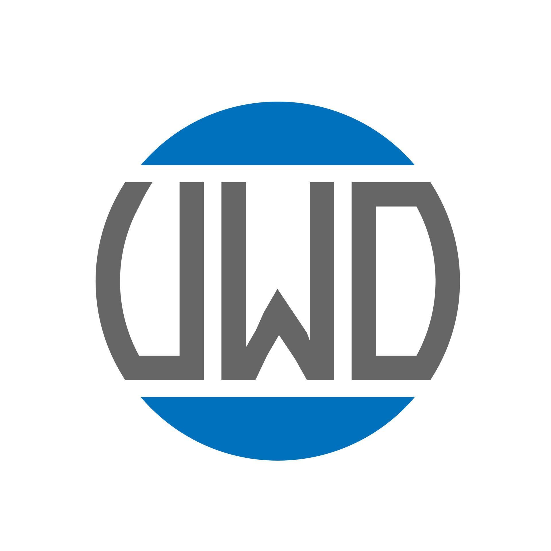 UWO letter logo design on white background. UWO creative initials