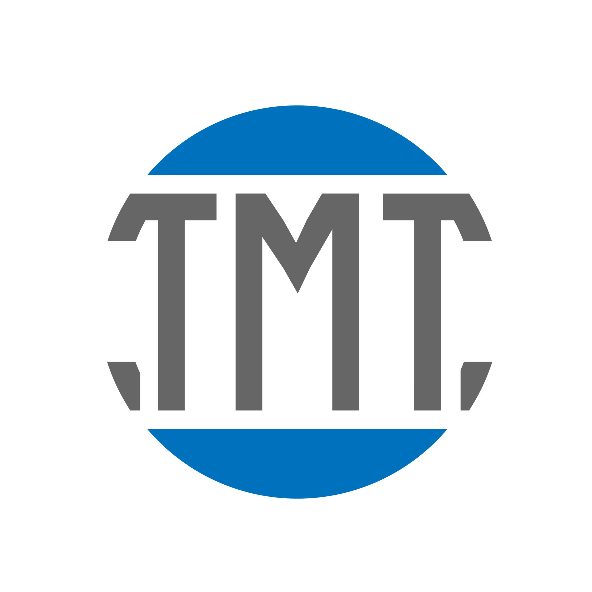 diseño de logotipo de letra tmt sobre fondo blanco. concepto de