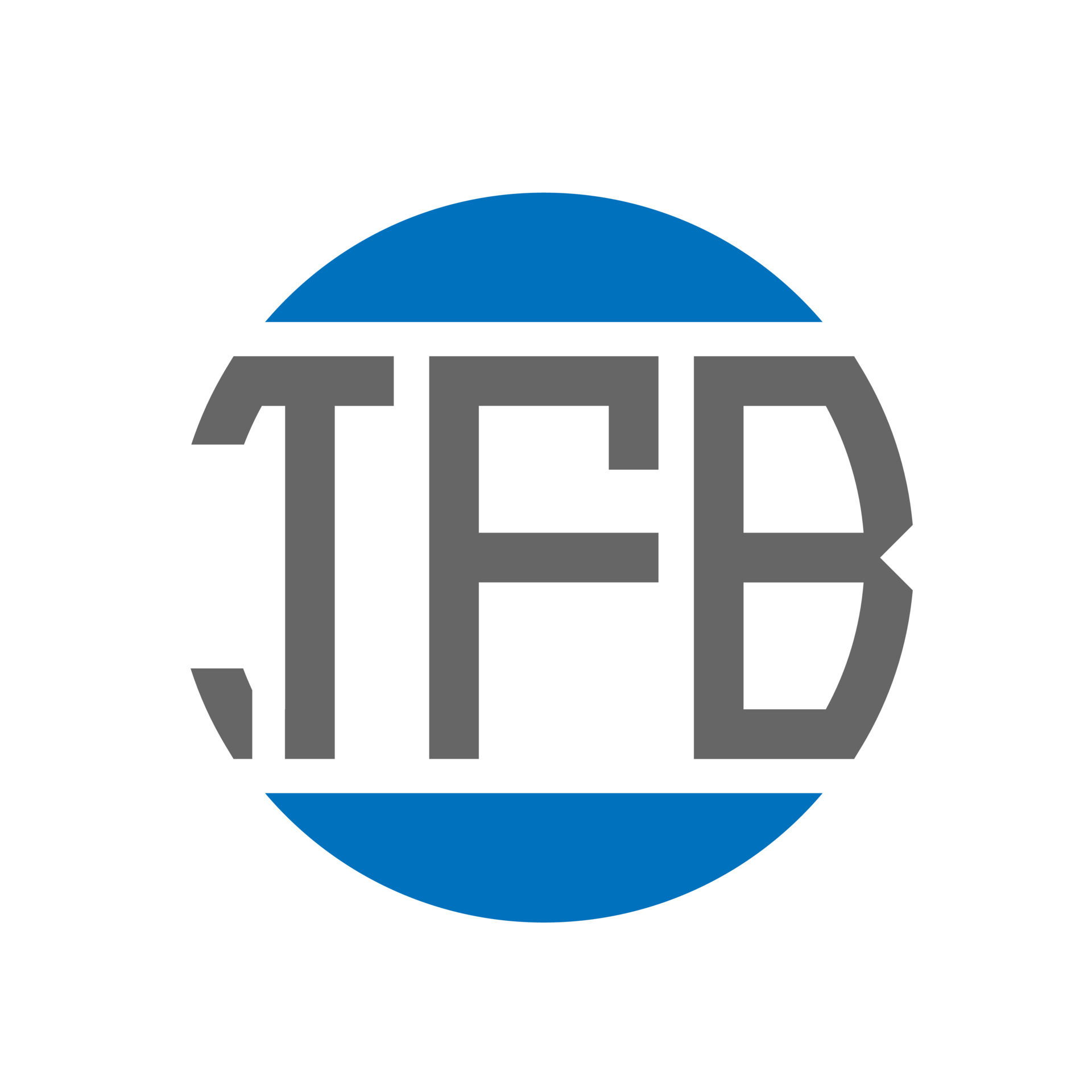 TFB letter logo design on white background. TFB creative initials
