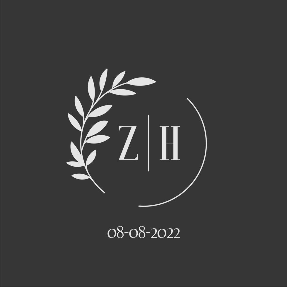 Initial letter ZH wedding monogram logo design inspiration vector