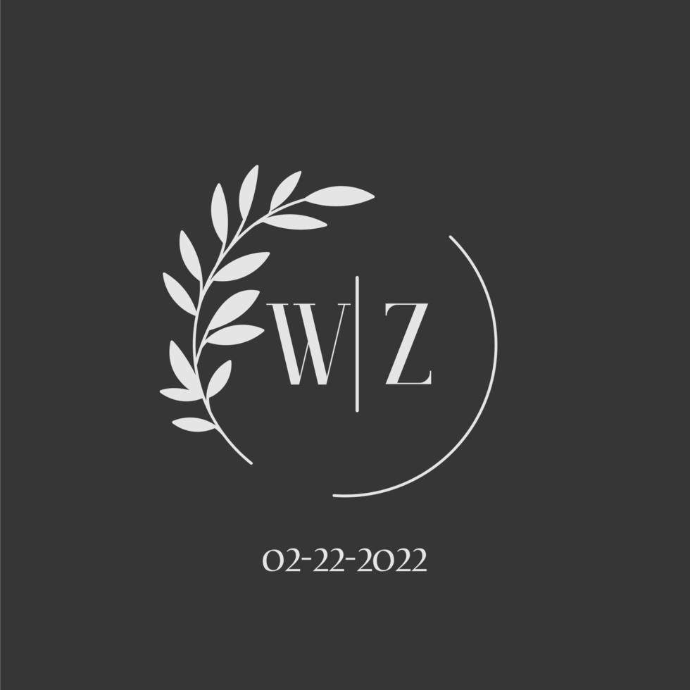 letra inicial wz inspiración de diseño de logotipo de monograma de boda vector